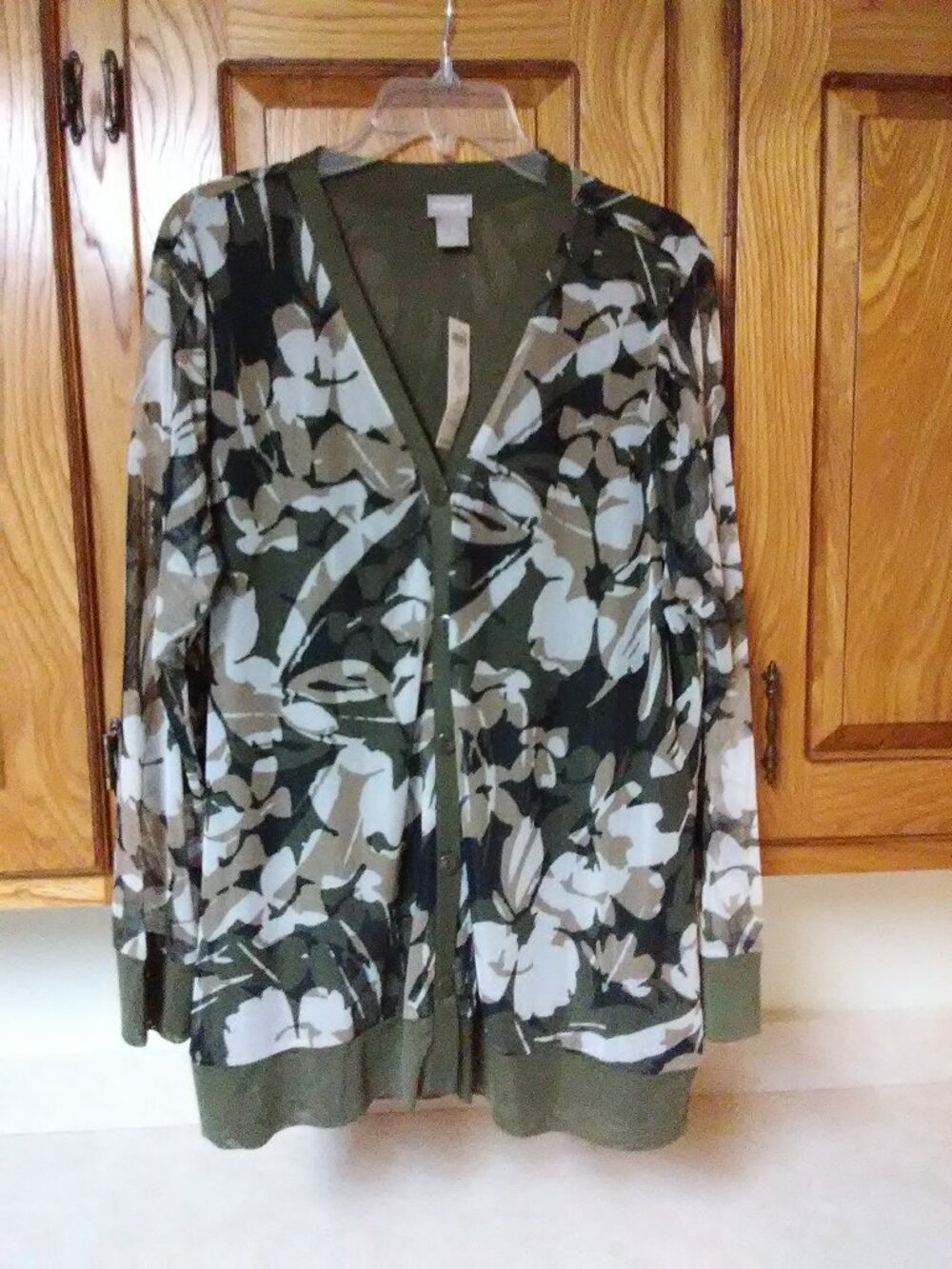 camo mesh button front ( Chico's sz 3 ) = us size 16 - see sz chart - NWT new
